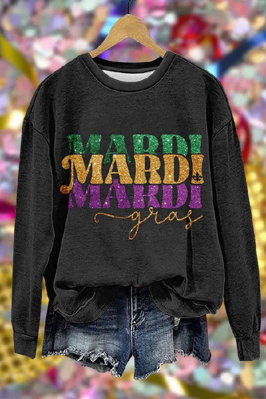 Shiny Mardi Gras Print Sweatshirt Hoodie Sweatshirt Pullover