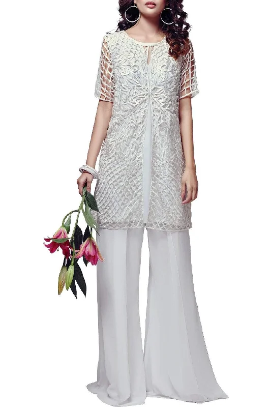 Natasha Kamal - Orchid Chiffon Jacket With Chiffon Pants Nylon Fabric Polyester Fabric Spandex Fabric