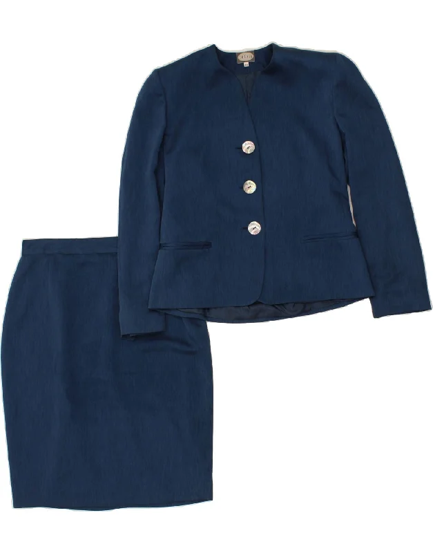COEXIS Womens 3 Button 2 Piece Skirt Set IT 44 Medium W28  Navy Blue chiffon skirt lightweight