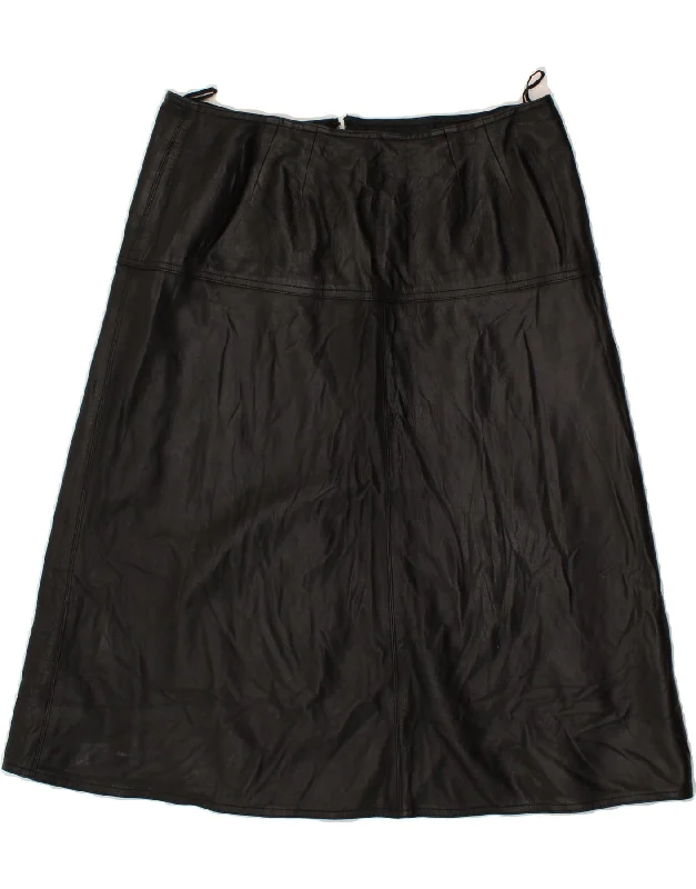 VINTAGE Womens Leather Skirt W32 Large Black denim skirt durable