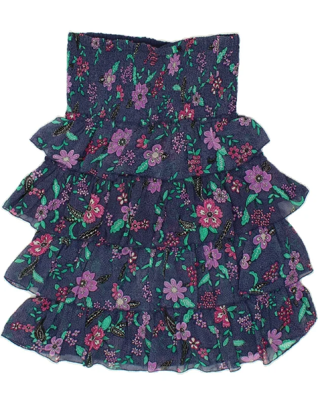 AMERICAN EAGLE Womens Tiered Skirt XL W36  Navy Blue Floral lace skirt intricate