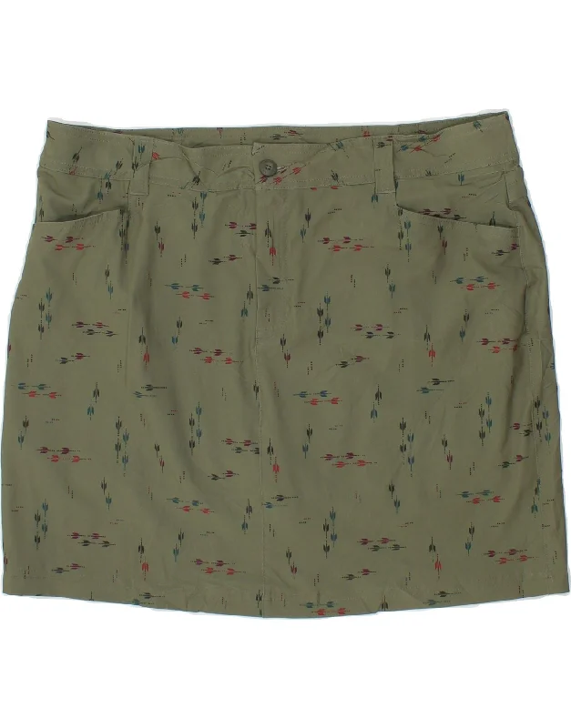 EDDIE BAUER Womens Abstract Pattern Mini Skirt US 16 2XL W40 Green midi skirt versatile