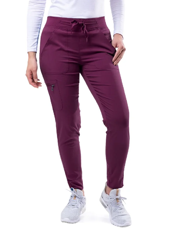 Women's Ultimate Yoga Jogger Pant (Regular)  by Adar XXS-3XL /  WINE Elegant Trouser Pants