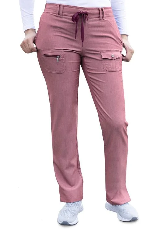 Pro Heather Slim Fit 6 Pocket Scrubs Pant by Adar XXS-3XL (Regular) / HEATHER WINE Chic Capri Pants