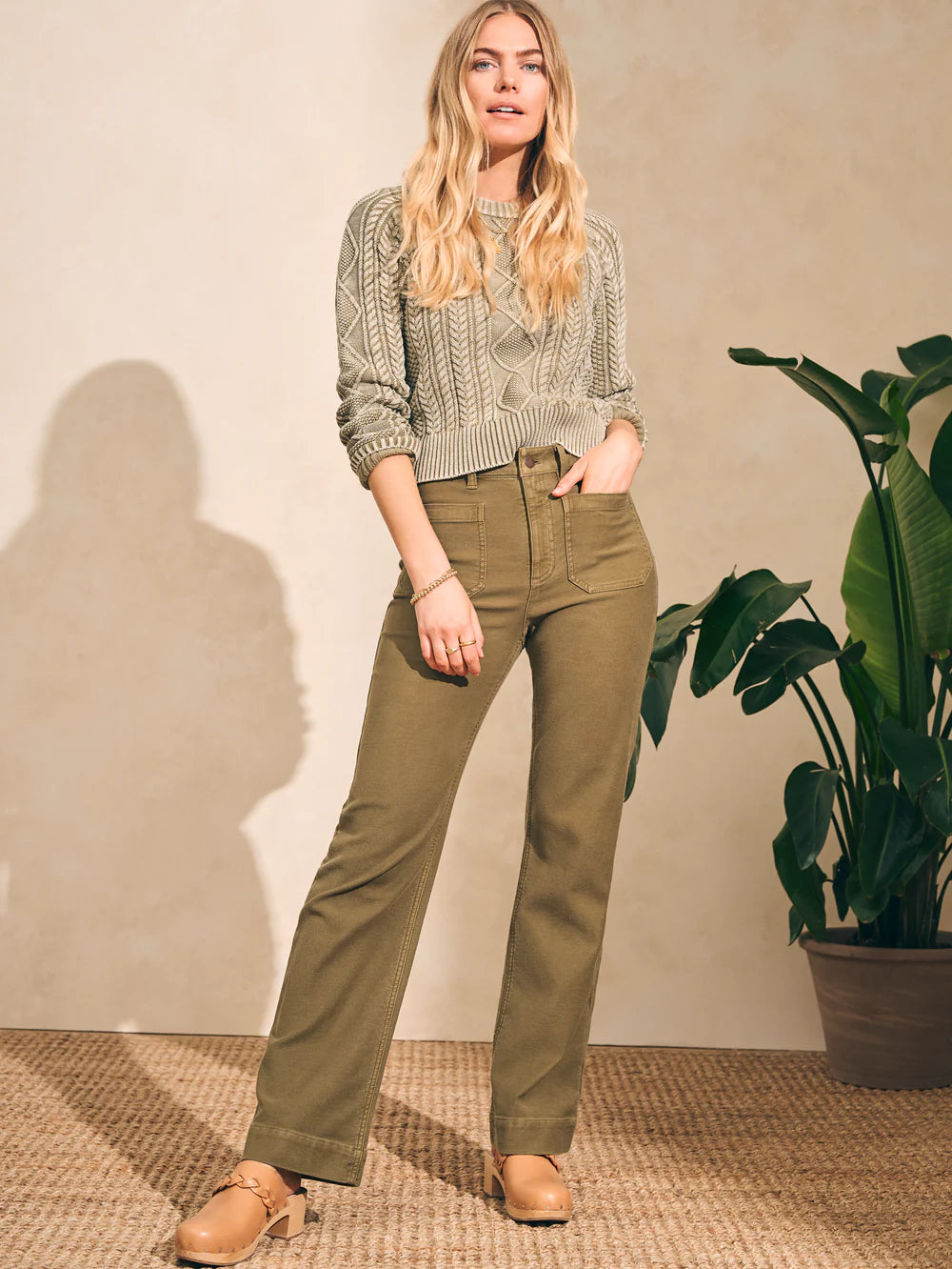 Stretch Terry Patch Pocket Pant Soft Cotton Pants