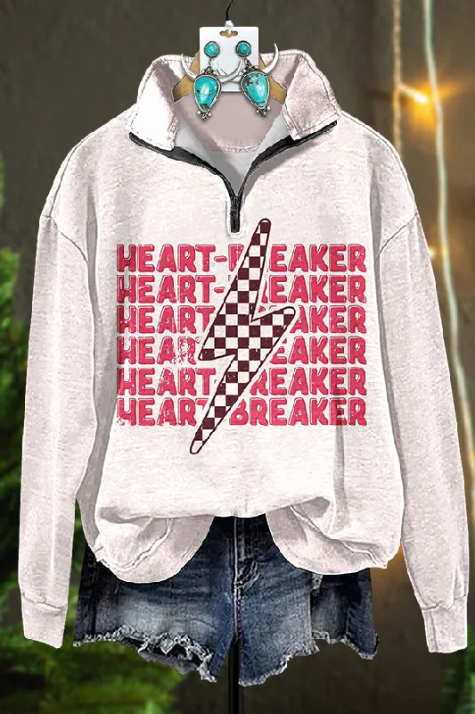Western Lightning Heart Breaker Zipper Sweatshirt Hoodie with Double Zipper Versatile Adjustable