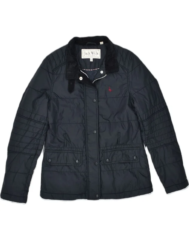 JACK WILLS Womens Windbreaker Jacket UK 12 Medium Black Polyester Wool Jacket Cashmere Jacket Tweed Jacket