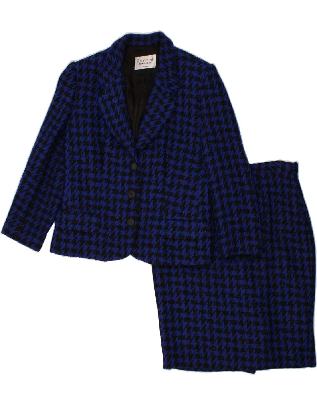 ENRICO COVERI Womens 3 Button 2 Piece Skirt Set IT 44 Medium W30 Navy Blue leather skirt refined