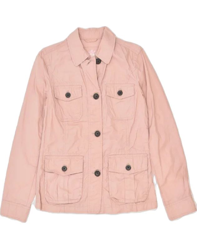EDDIE BAUER Womens Utility Jacket UK 6 XS Pink Cotton Welt Pockets Slit Pockets Flap Pockets
