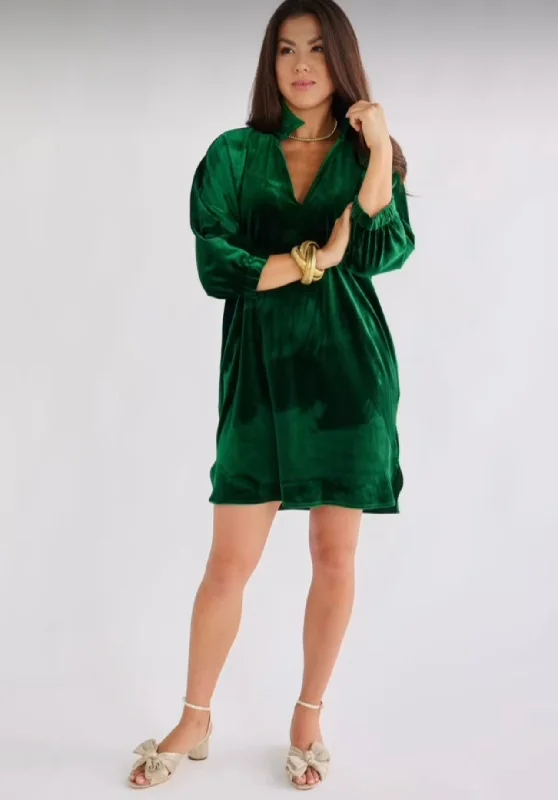 Green Velvet Betsy Holiday Dress Tunics Cozy soft