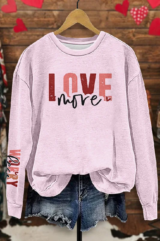 Love More Worry Less Sweatshirt Zip Hoodie Drawstring Kangaroo Pocket