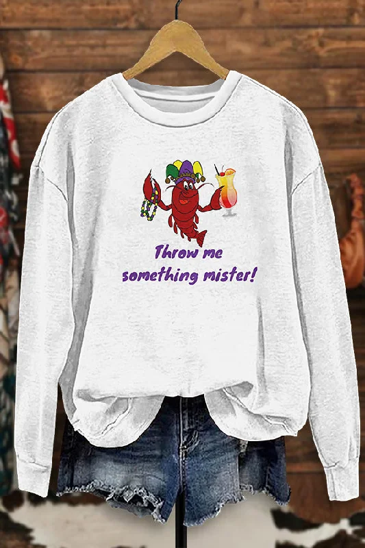 Mardi Gras Cute Crawfish Sweatshirt Hoodie with Tied Waist Feminine Flattering