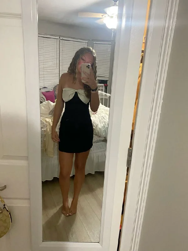 Black Sheath Strapless Cute Homecoming Dress Mini Party Dress, DP3244 Tunics Versatile stylish