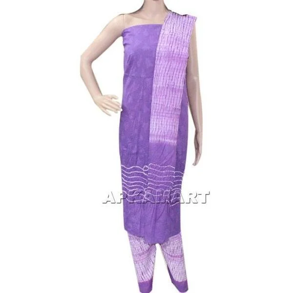 Purple and White Tie and Dye Dress Material Tunics Stylish elegant