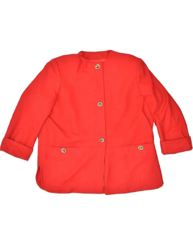 VINTAGE Womens 3 Button Blazer Jacket UK 18 XL Red Wool Corduroy Jacket Velvet Jacket Brocade Jacket