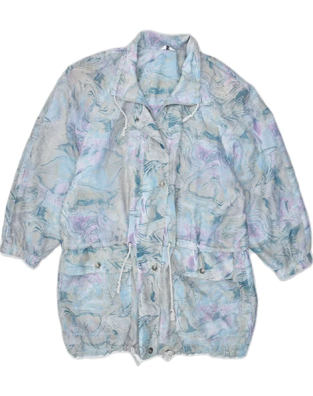 VINTAGE Womens Windbreaker Jacket UK 18 XL Blue Polyester Corduroy Jacket Velvet Jacket Brocade Jacket