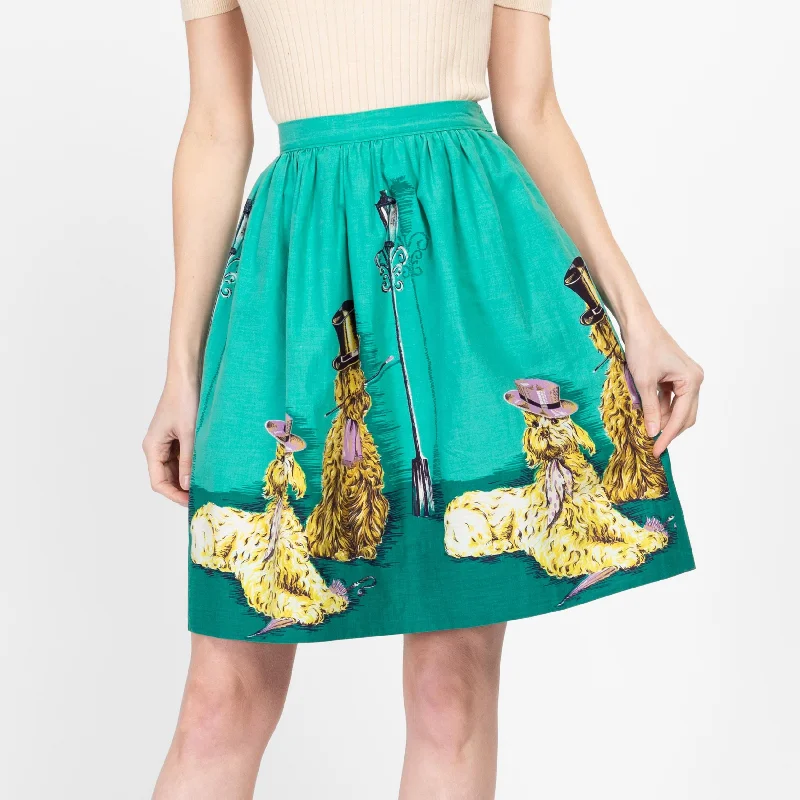 XS 60s Dapper Dog Novelty Print Mini Skirt 25" cotton skirt soft
