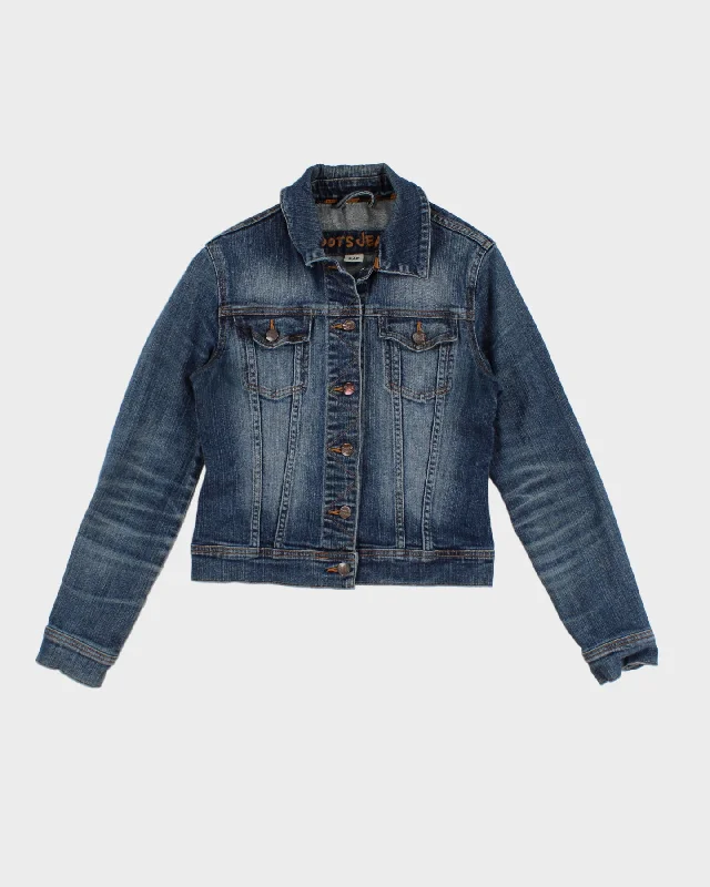 Y2K 00s Roots Jeans Denim Jacket - S A-Line Jacket Boat Neck Shawl Collar