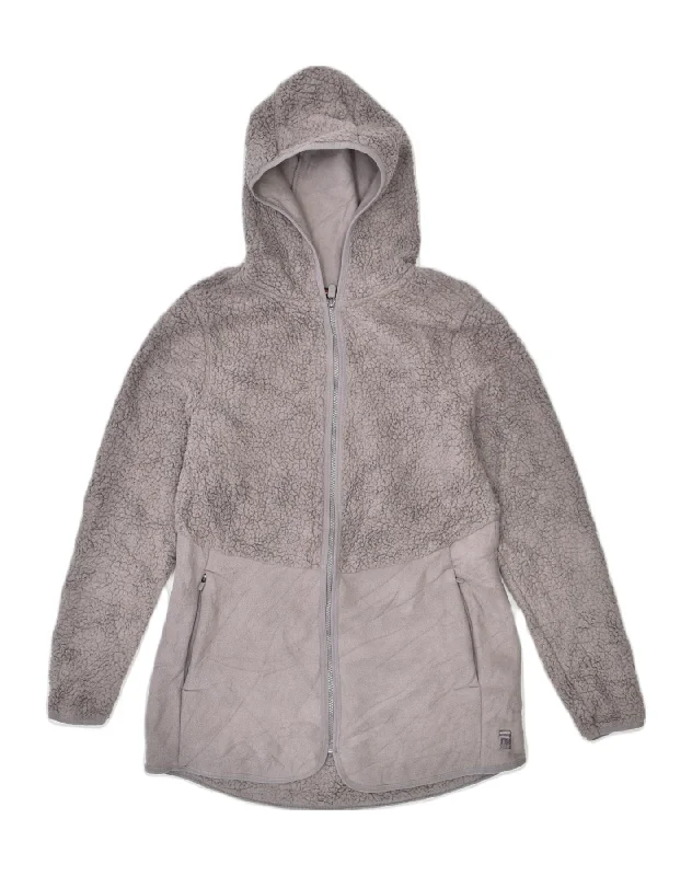 FILA Womens Hooded Fleece Jacket UK 14 Medium Grey Polyester Cotton Jacket Linen Jacket Terry Jacket