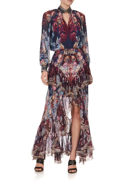 MAXI SKIRT WITH DOUBLE FRILL NOUVEEU NIGHTS leather skirt durable