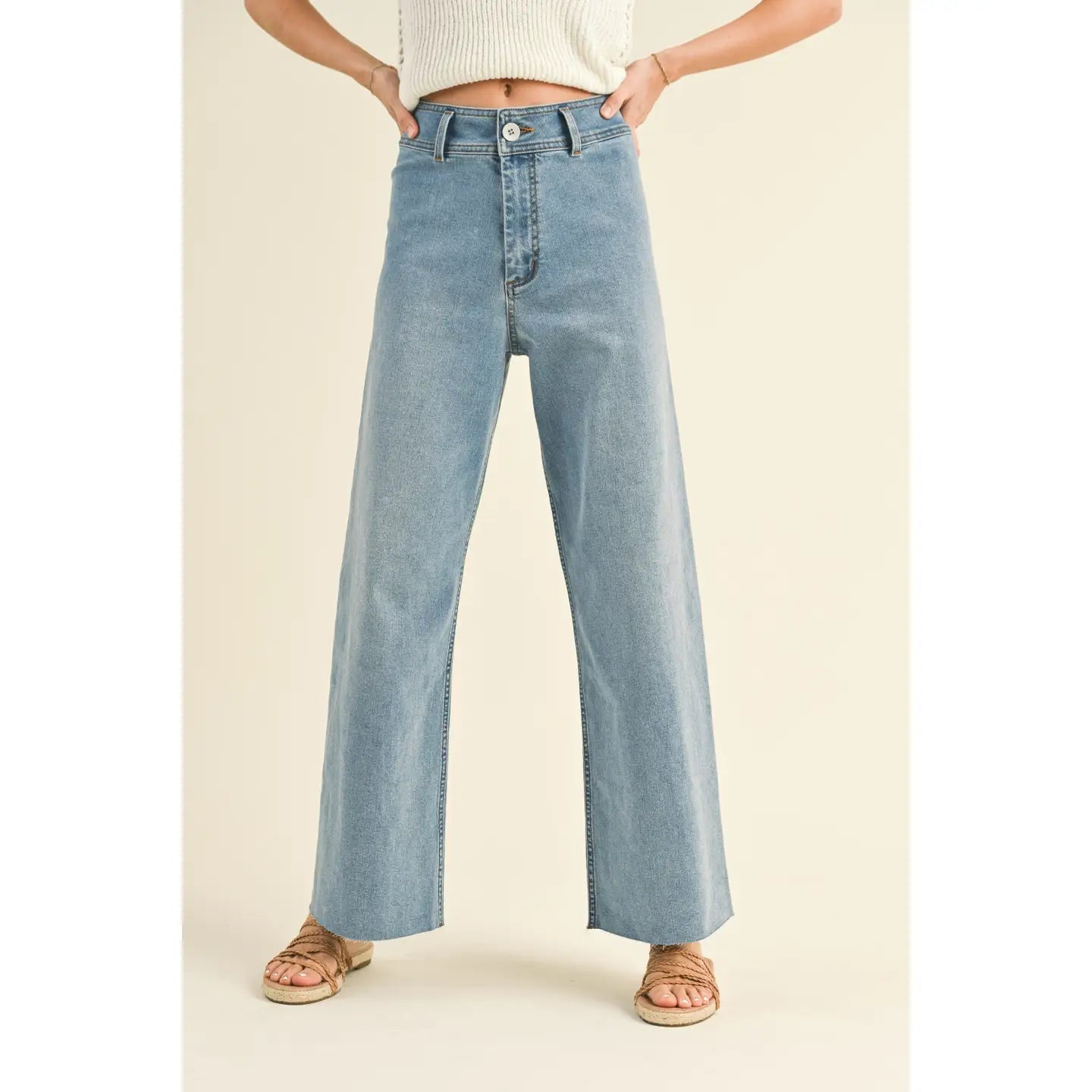 Straight Wide Leg Denim Pants - Denim Stylish Slim Trousers