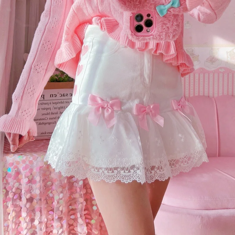 Lace Ribbon Lolita Skirt zip skirt side