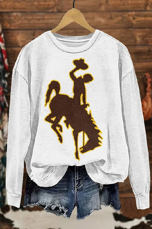 Gameday Wyoming Cowboys Print Sweatshirt Hoodie with Hood Adjustable Protection