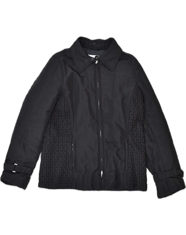 VINTAGE Womens Windbreaker Jacket UK 12 Medium Black Modal Appliqued Jacket Beaded Jacket Sequined Jacket