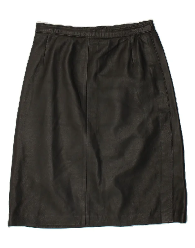 VINTAGE Womens Leather Skirt W26 Small Black leather skirt bold