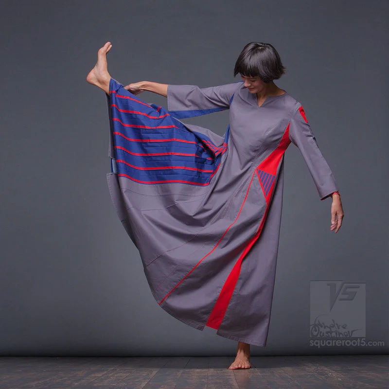 Dress "Revolution" model "LRB" Long sleeve Red-Blue Cowl Neckline Elegant