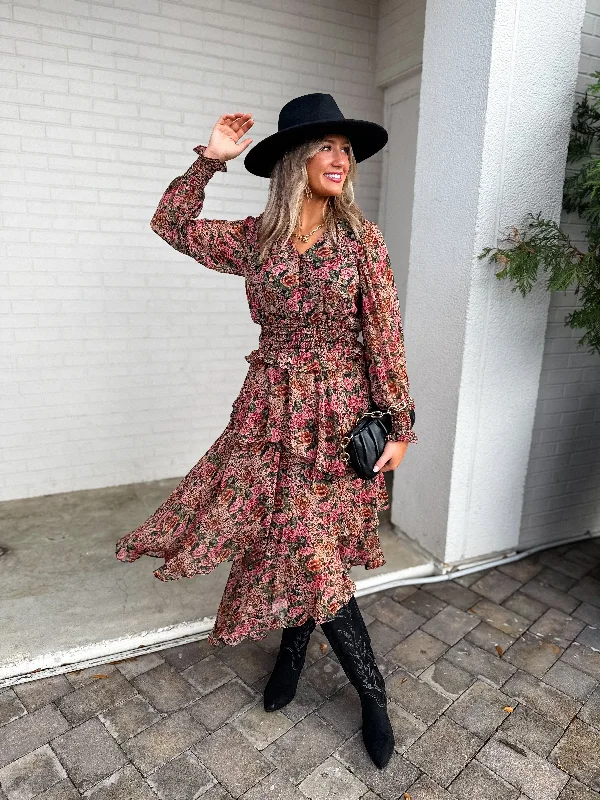 Vintage Rose Floral Dress Tunics Modern contemporary