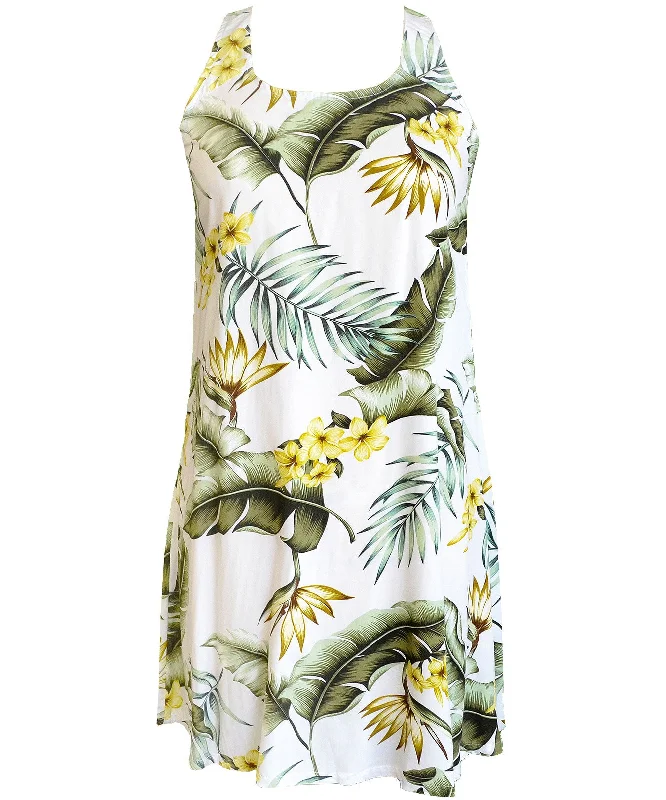 A-Line Back Cutout Short Hawaiian Dress Island Bouquet Tunics Handmade artisanal