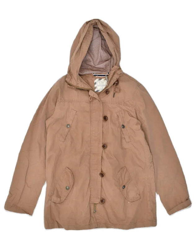 FAT FACE Womens Hooded Utility Jacket UK 8 Small Brown Cotton Embroidered Jacket Appliqued Jacket Beaded Jacket