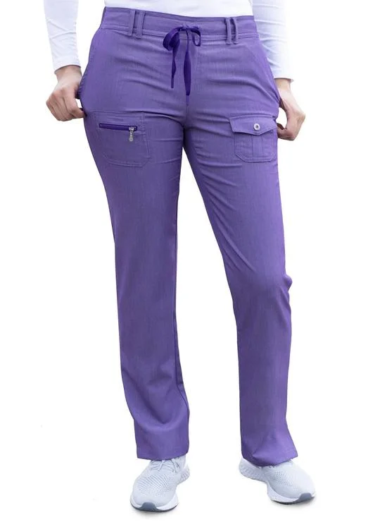 Pro Heather Slim Fit 6 Pocket Scrubs Pant by Adar XXS-3XL (Regular) /  HEATHER GRAPE Comfy Athletic Pants