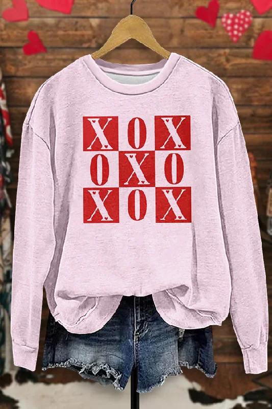 Classic Valentine's Day XOXO Print Sweatshirt Hoodie with Print Artistic Unique