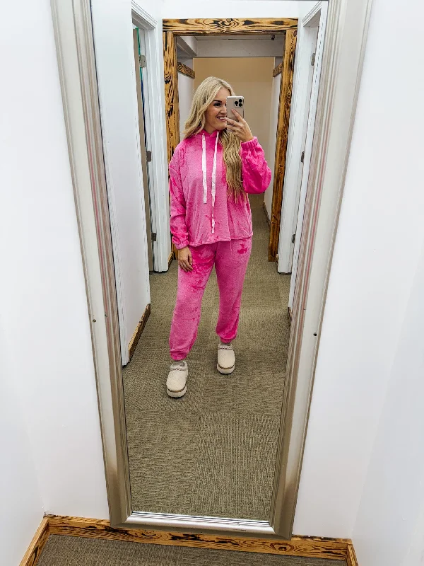 Better Together Pink Velvet Lounge Pants Casual Skinny Fit Pants
