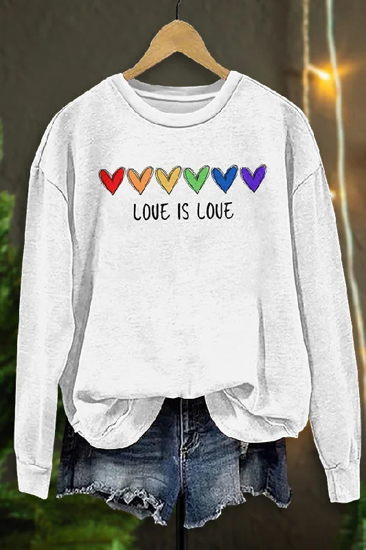 Rainbow Love Is Love Sweatshirt Hoodie with Zipper Placket Modern Functional