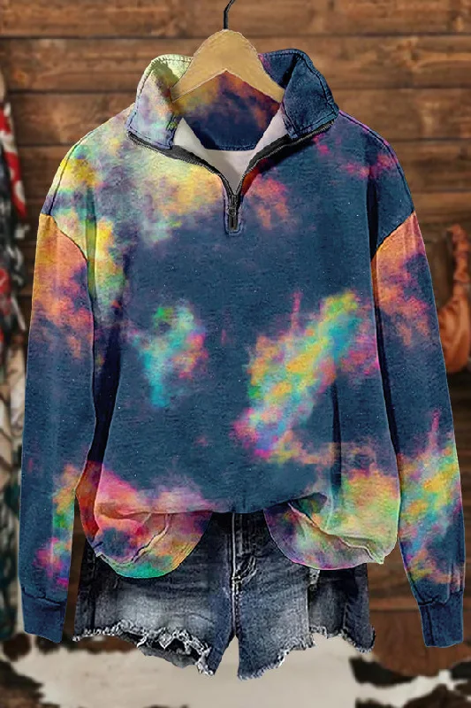 Cute Psychedelic Starry Sky Print Sweatshirt Hoodie Sweatshirt Pullover
