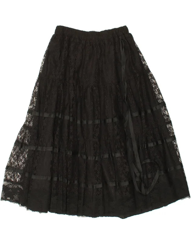 VINTAGE Womens A-Line Skirt W32 Large Black Floral cashmere skirt plush