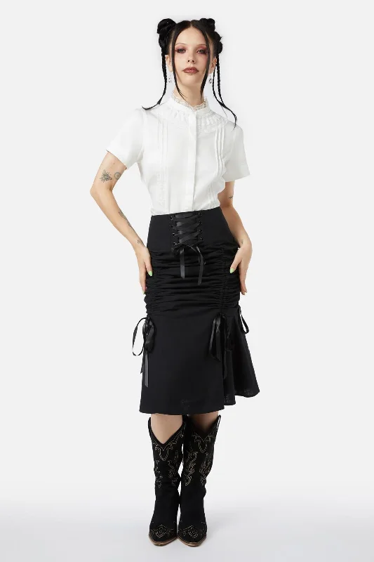 Saloon Ruched Skirt satin skirt smooth