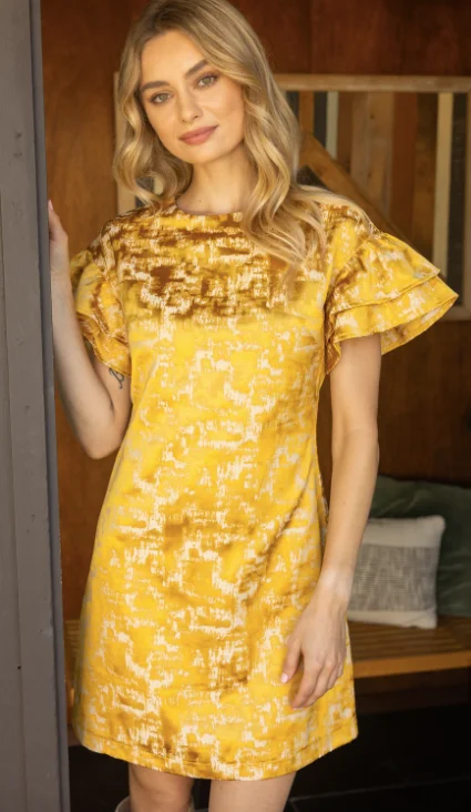 Gold Metallic Ruffle Dress Tunics Winter warm