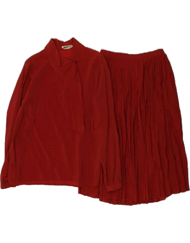ANGELO SANTAGOSTINO Womens 2 Piece Skirt Set UK 12 Medium W28 Red Check patchwork skirt art