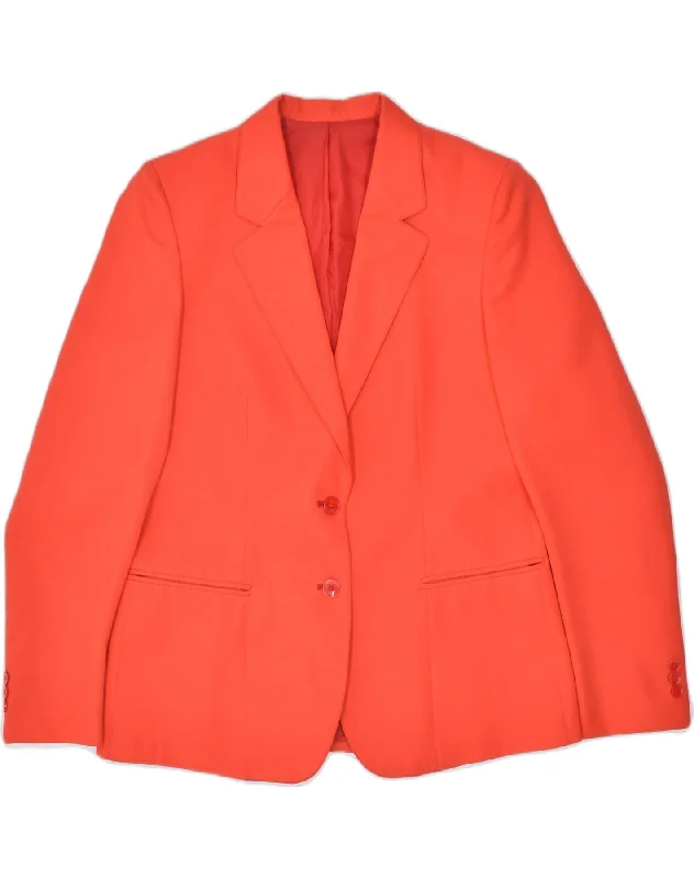 VINTAGE Womens 2 Button Blazer Jacket IT 48 XL Red Virgin Wool Satin Fabric Silk Fabric Chiffon Fabric