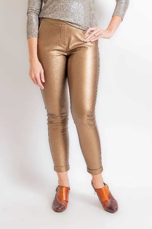 Antique Gold Pull On Pants Cozy Knit Pants