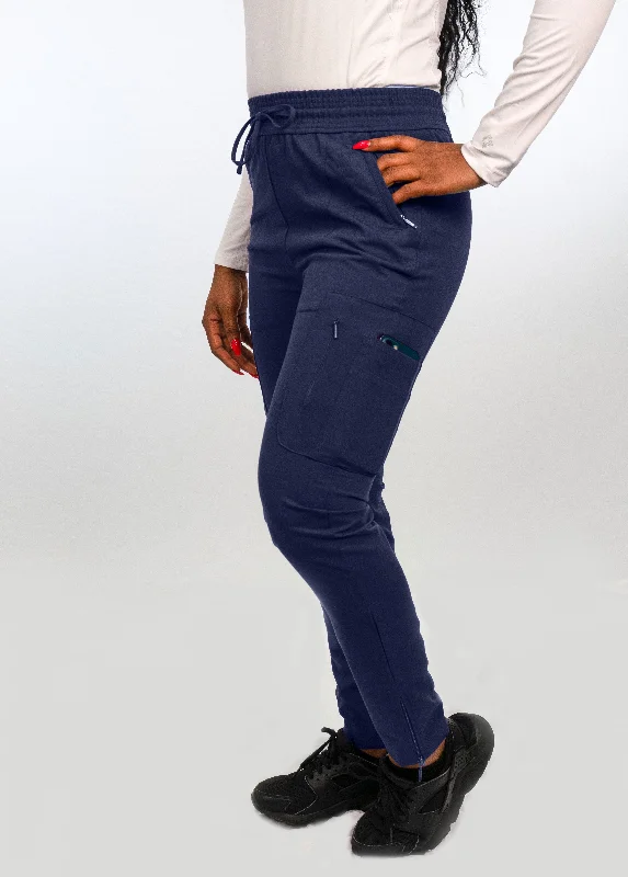 Antimicrobial  Lisa Slim-Fit 8-Pocket Jogger Pants By Wozo  XXS-5XL / Navy Fashionable Work Pants