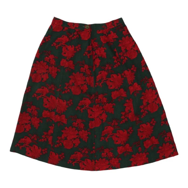 Yves Saint Laurent Womens Red Green A Line Skirt | Vintage High End Designer VTG flowy skirt hem