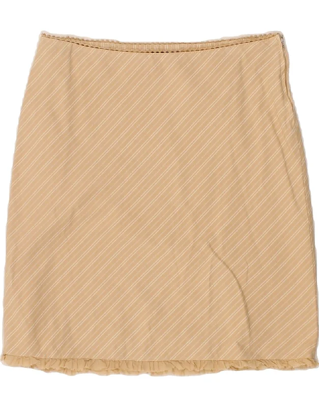 VINTAGE Womens Straight Skirt US 4 Small W27 Beige Striped Cotton velvet skirt luxurious