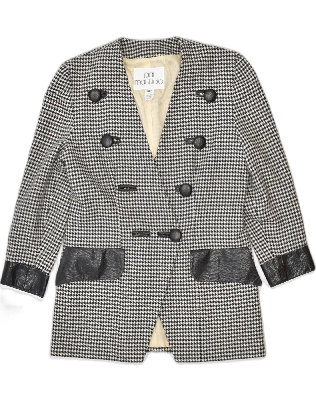GAI MATTIOLO Womens Double Breasted Blazer Jacket IT 44 Medium Grey Notch Collar Peter Pan Collar Cowl Neck