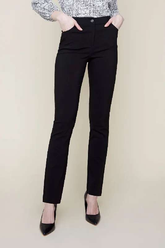 Renuar Pull-On Woven Pant R1920-E730-148 Black Relaxed Lounge Trousers