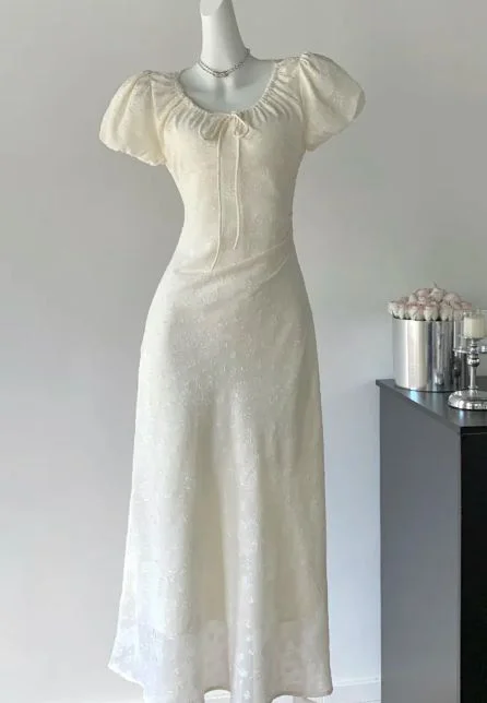 Lovely Ivory Short Sleeves A-Line Party Dress Fashion Women Dress, DP4363 Tunics Spring floral